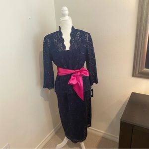 Navy Sequin Dress and Cardigan